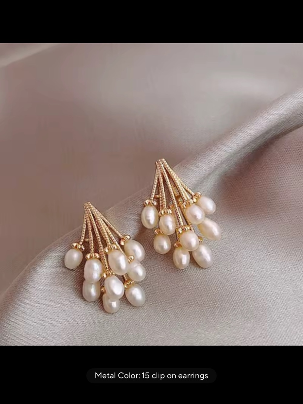 Gold-Tone Pearl Cluster Drop Earrings - White & Gold - Picture 7 of 7